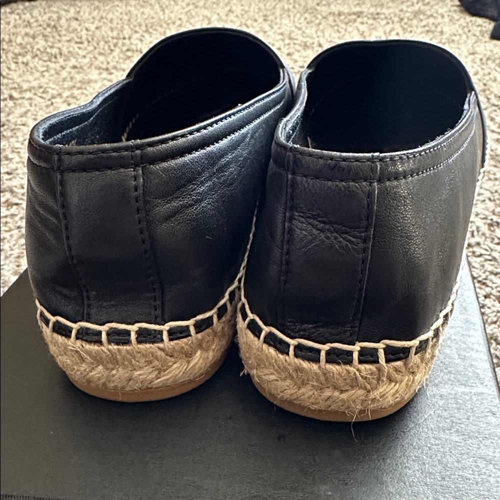 BNIB Authentic Saint Laurent Monogram Lambskin Espadrilles 40.5 Nero Black - Picture 7 of 11